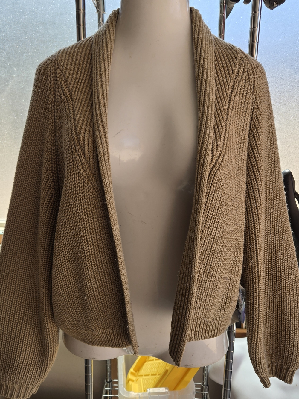 JH Collectibles Wool Blend Open Front Cardigan Sweater Tan Size M